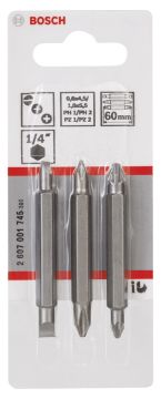 Bosch Çift Taraflı Uç PH1/PZ1/S0*60 mm 3'lü
