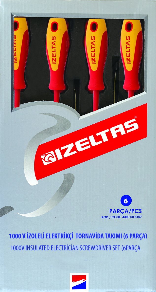 İzeltaş 1000 V İzoleli Elektrikçi Tornavida Seti 6 parça
