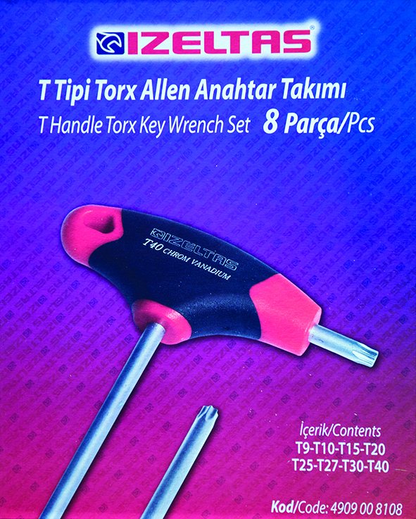 İzeltaş T Tipi Torx Allen Anahtar Takımı 8 Parça