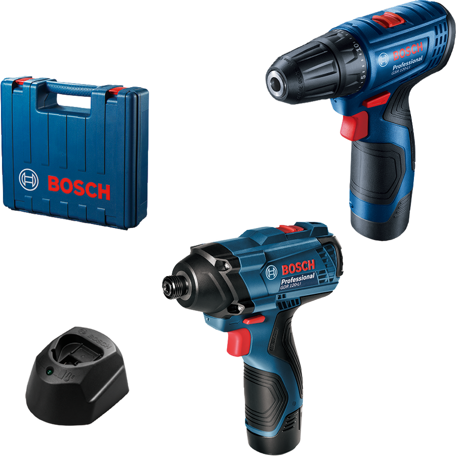 Bosch Akülü matkap/vidalama makinesi GSR 120-Li + Akülü darbeli somun sıkma makinesi GDR 120-Li