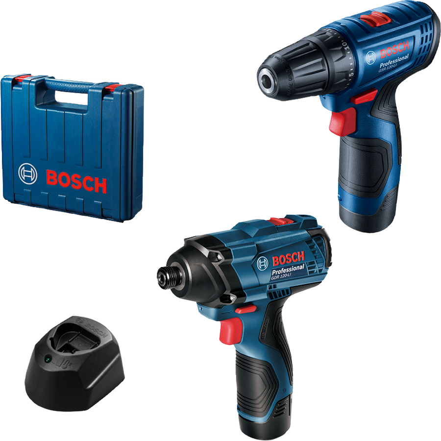 Bosch Akülü matkap/vidalama makinesi GSR 120-Li + Akülü darbeli somun sıkma makinesi GDR 120-Li