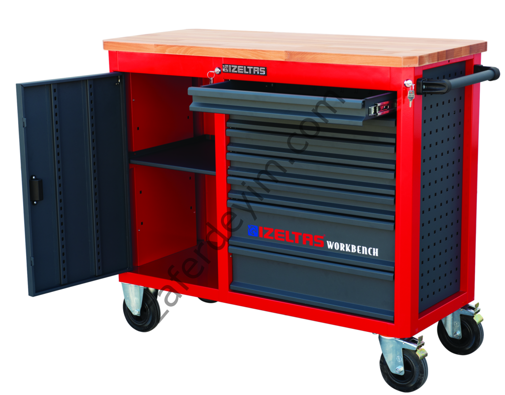 Takım Dolabı Ahşap Üst Tablalı Workbench 7 Çekmeceli