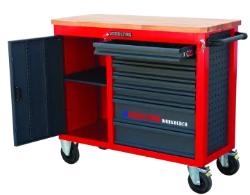 İzeltaş Takım Dolabı Ahşap Üst Tablalı Workbench 7 Çekmeceli