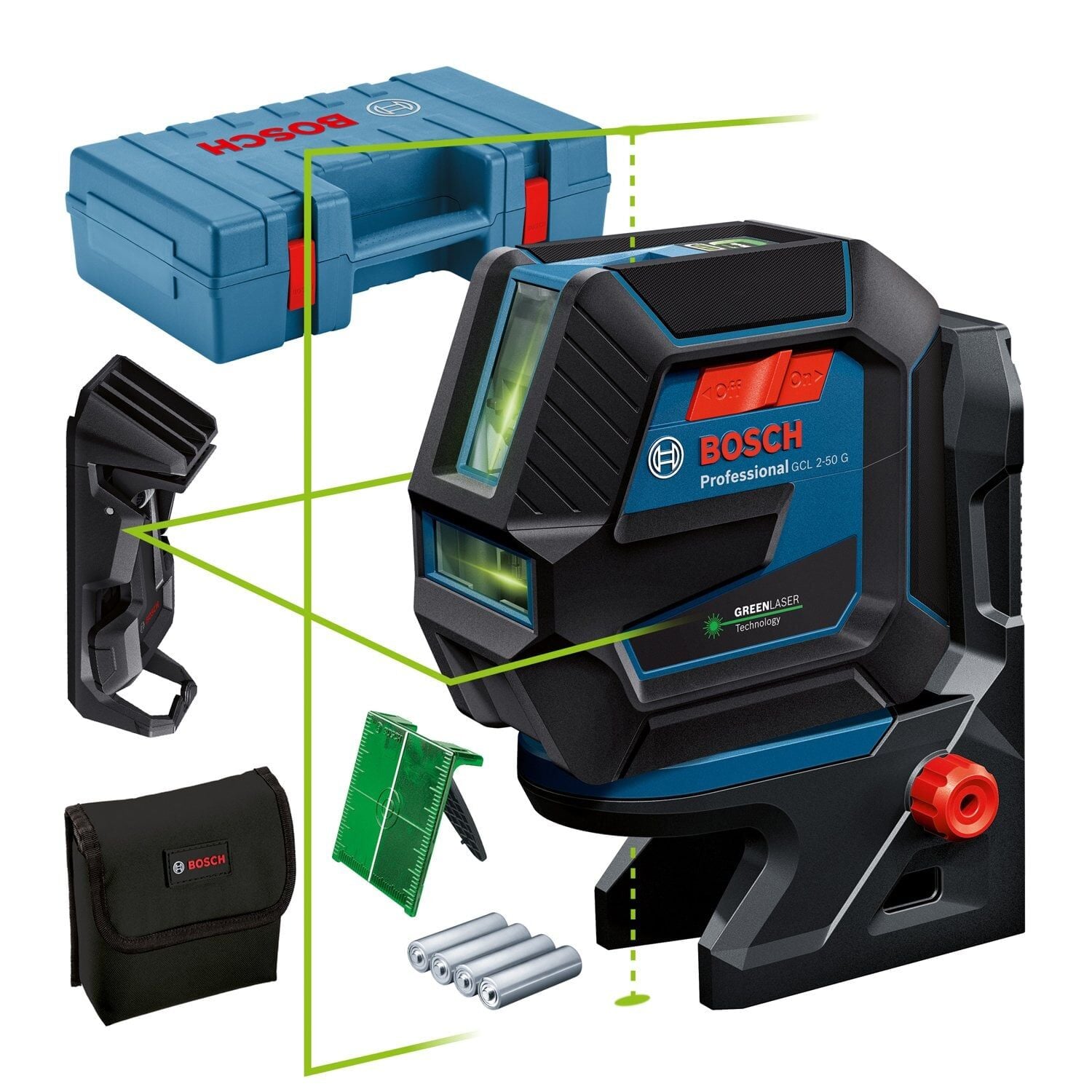 Bosch GCL 2-50G Çizgi Lazer+RM10+Tavan kıskacı