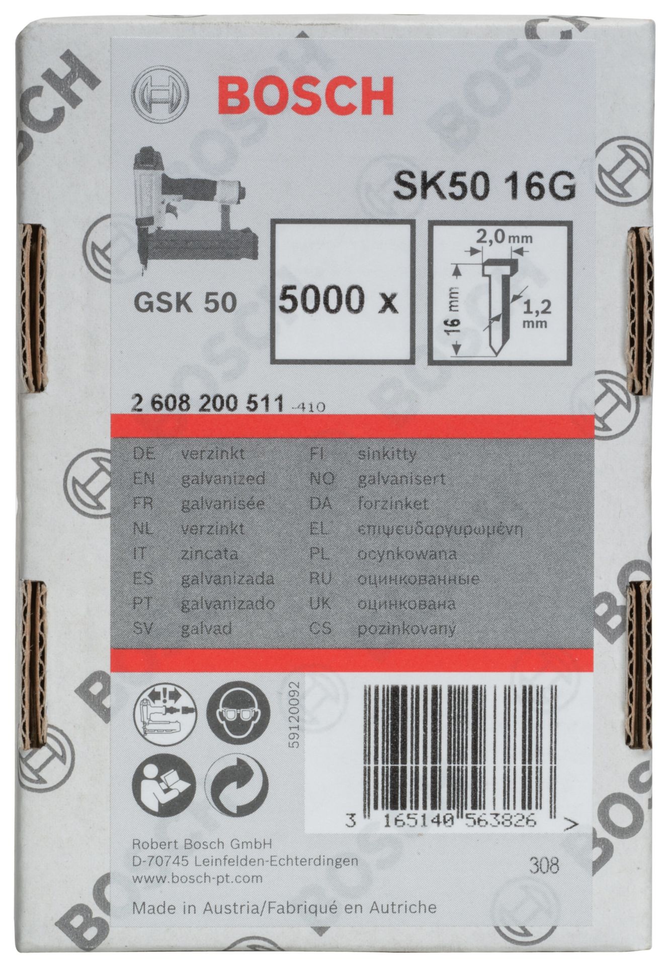 Bosch GSK 50 Çivisi  16 mm 5000li