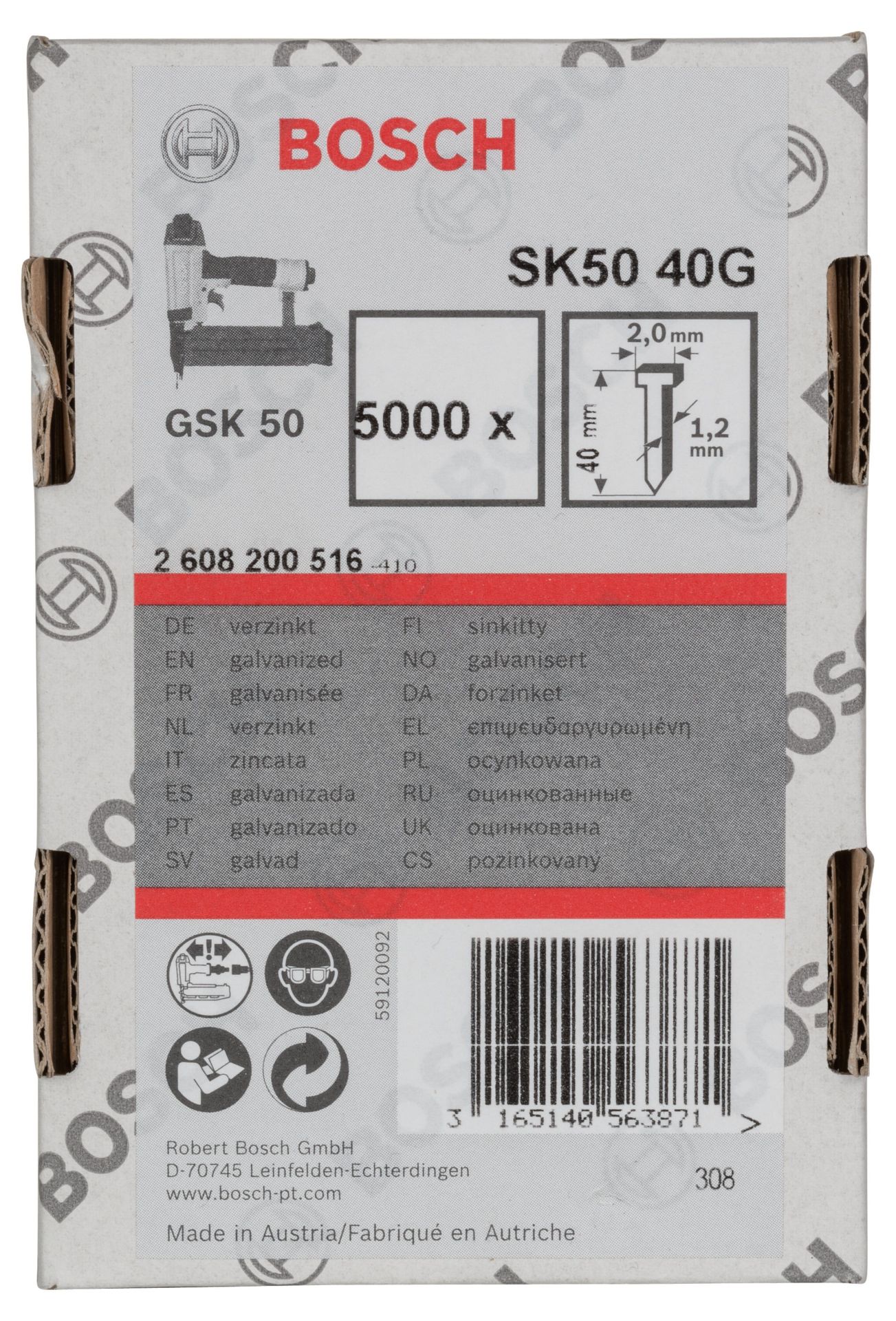 Bosch GSK 50 Çivisi  40 mm 5000li