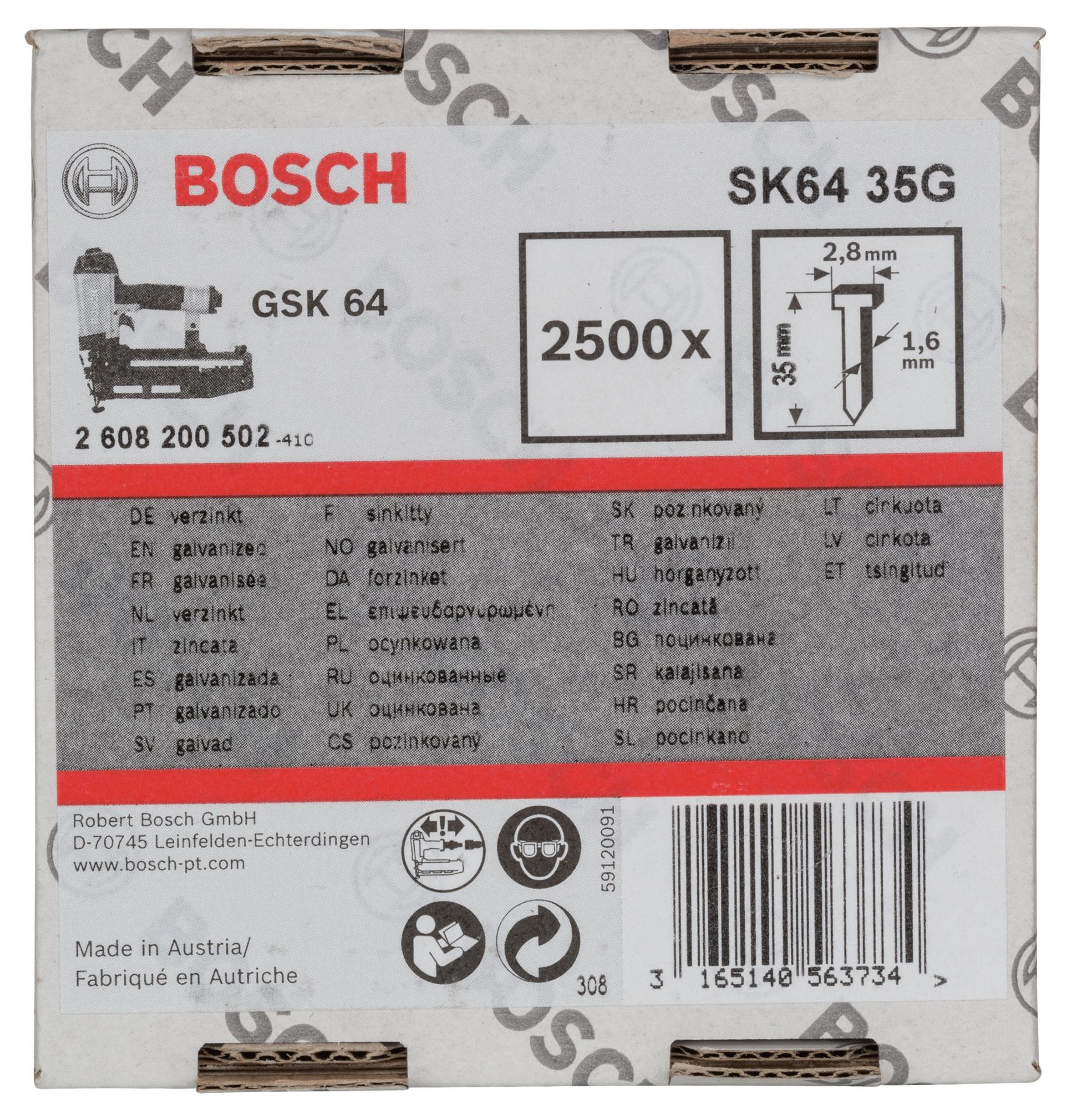 Bosch GSK 64 Çivisi 35 mm 2500li Galvanizli