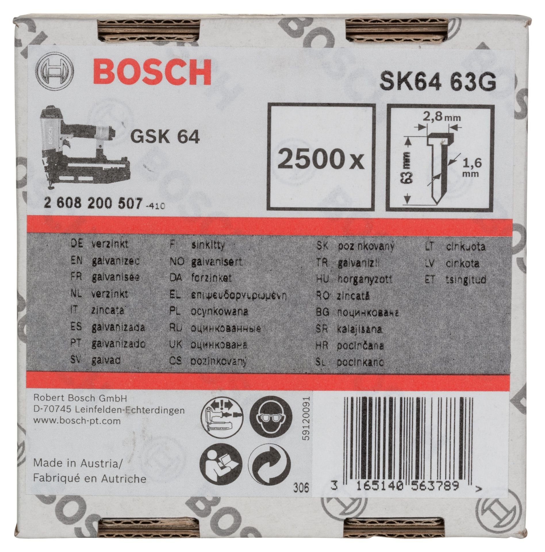 Bosch GSK 64 Çivisi 63 mm 2500li Galvanizli