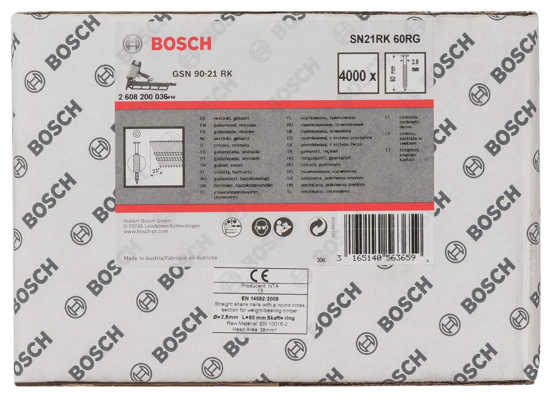 Bosch GSN 90-21DK Çivi  60mm 4000li YivliÇinko