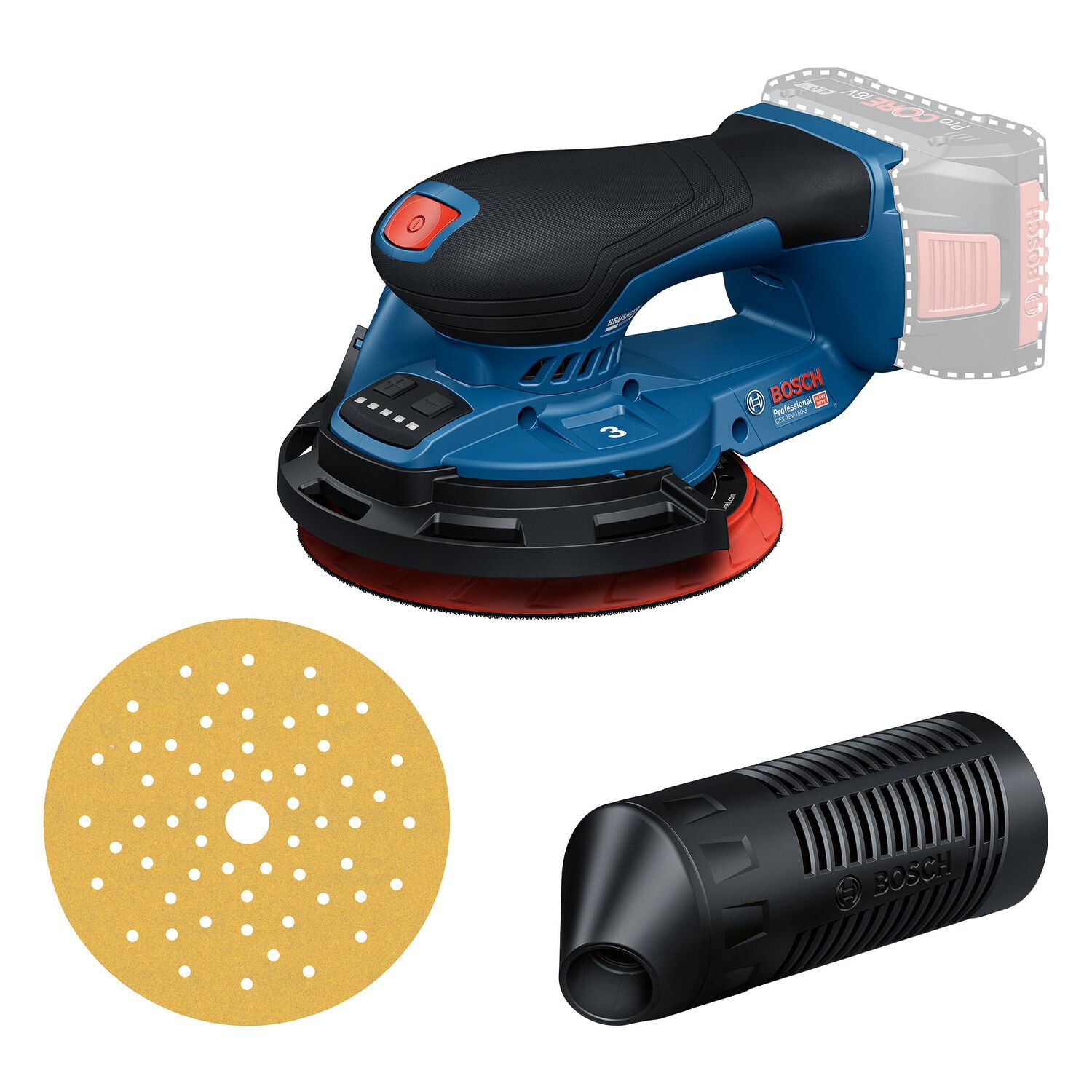 Bosch Professional Akülü GEX 18V-150-3 Eksantrik Zımpara Solo(Aküsüz ürün)