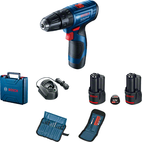Bosch GSB 120-LI Çift Akülü Darbeli Delme Vidalama 2 x 2.0Ah + 23 parça delme ve vidalama ucu seti