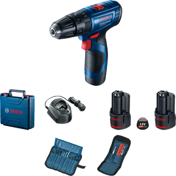 Bosch GSB 120-LI + 23 parça  delme ve vidalama ucu seti +2 x 2.0Ah Çift Akülü Darbeli Delme Vidalama Makinesi