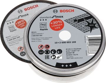 Bosch 115*1,0mm Kesme Diski Standard for Inox Rapido 10'lu 2608603254