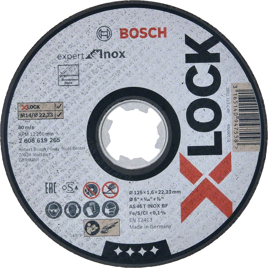 Bosch - X-LOCK - 125*1,6 mm Expert Serisi Düz Inox (Paslanmaz Çelik) Kesme Diski (Taş)