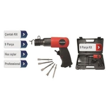 Proter Havalı Kırıcı Keski (9 Parça Çantalı Kit) PH 2145 K