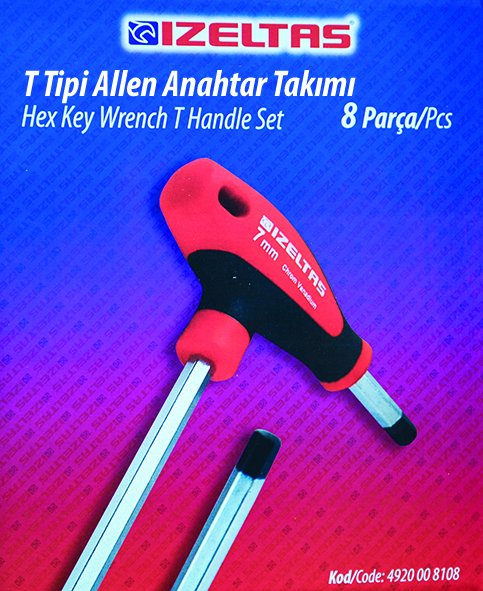 T Tipi Allen Anahtar Takımı 8 Parça