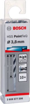 Bosch - HSS-PointeQ Metal Matkap Ucu 3,8 mm 10'lu