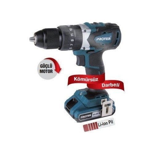 Proter Kömürsüz Darbeli 13 Mm Şarjlı Matkap PST 720 BL